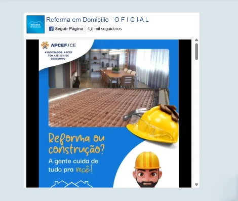 Publicação no Instagram da Reforma em Domicílio